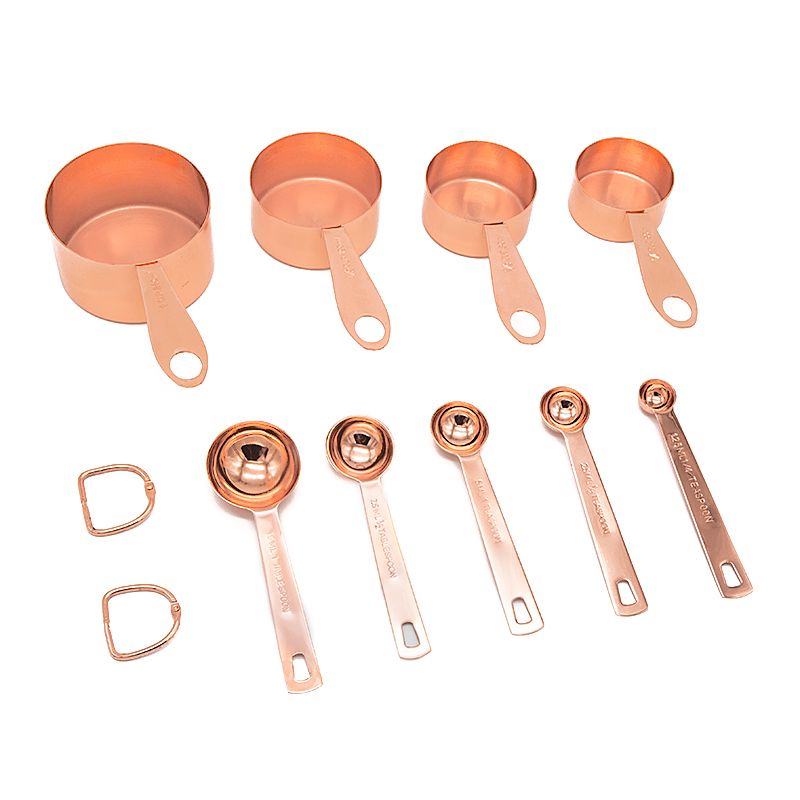 Measuring Cups and Spoons 9 PCS Rose Gold and Titanium