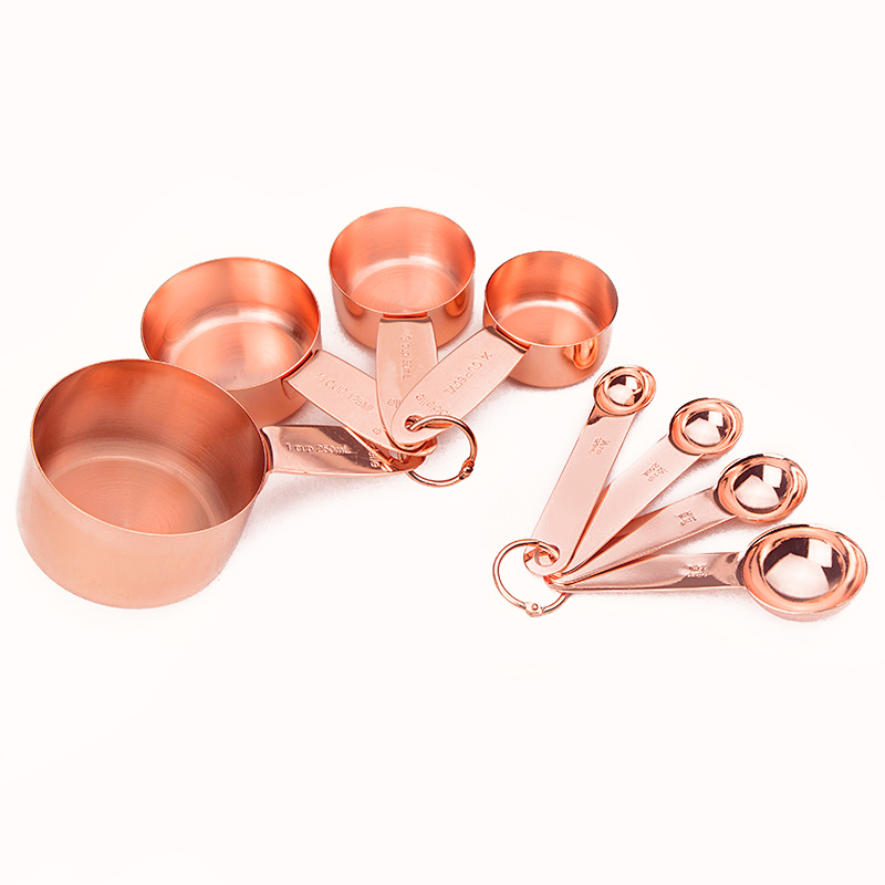 Measuring Cups and Spoons Rose Gold Plating 8 PCS