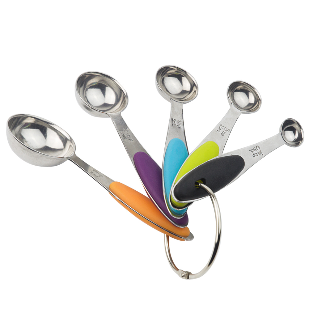 Measuring Spoons 5 PCS Silicone Stainless Steel