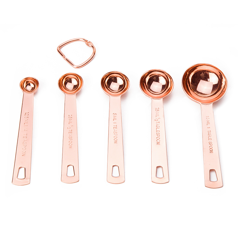 Measuring Spoons 5 PCS Set Rose Gold and Titanium Gold Plating