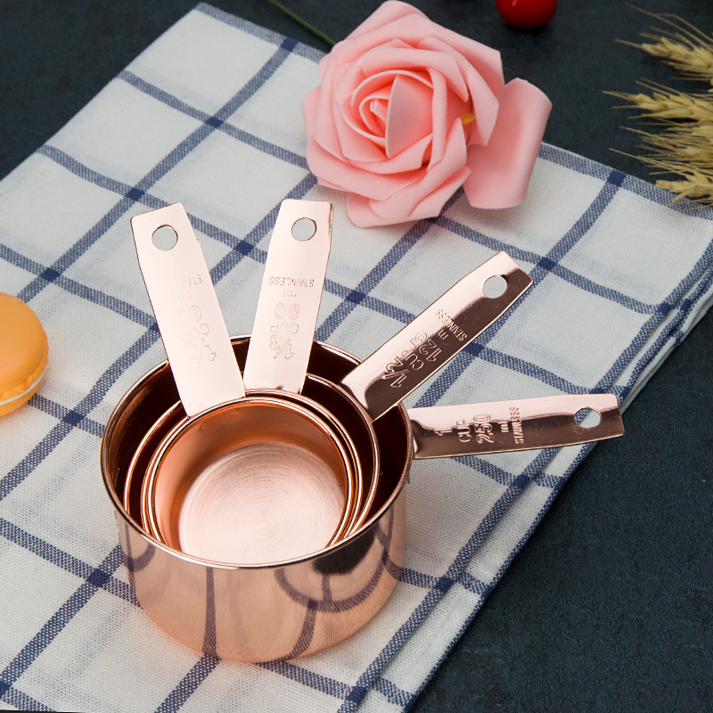 4 PCS Measuring Cups and Spoons Rose Gold