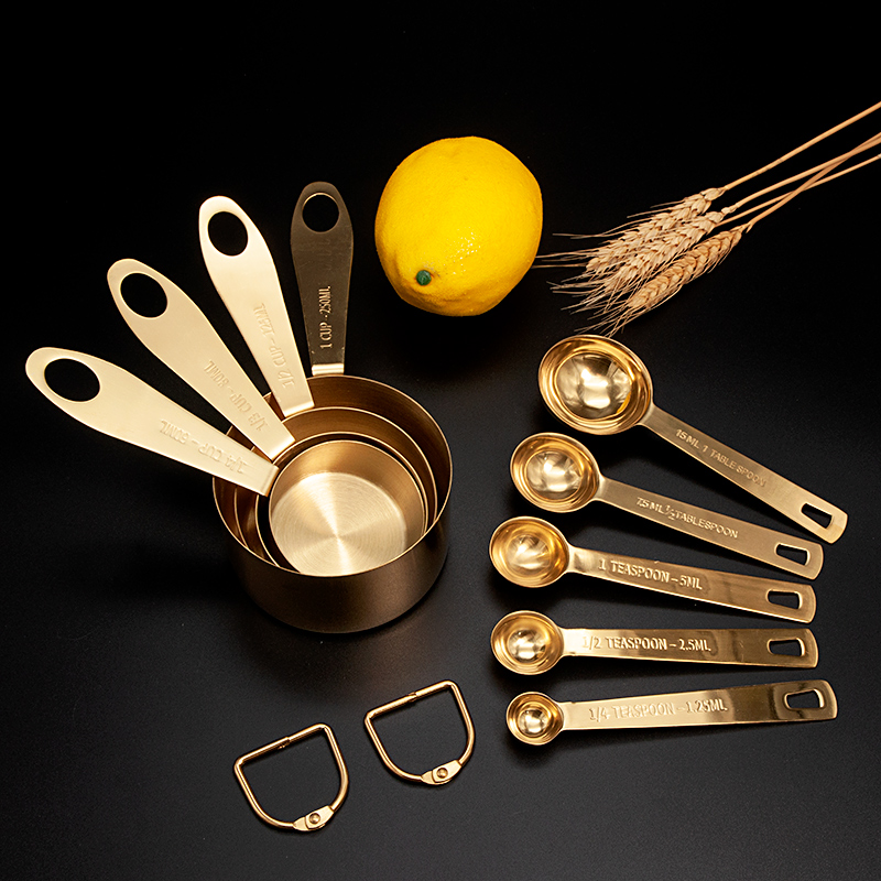 9 PCS Measuring Cups and Spoons Set Plate handle
