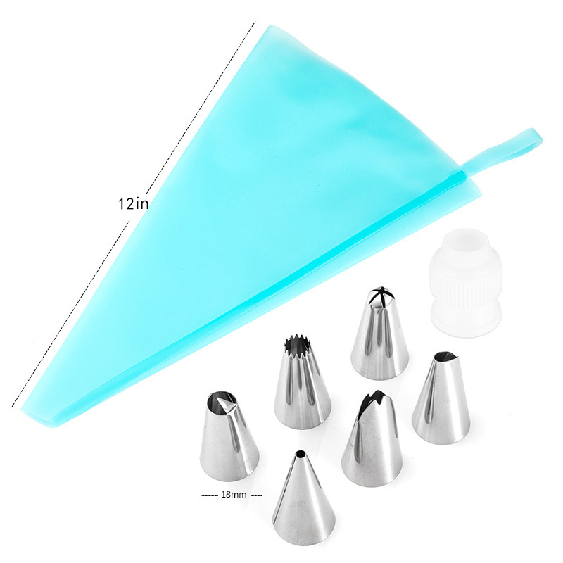 8PCS Piping Bag and Icing Tips Set