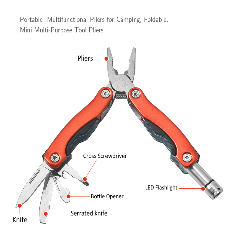 multifunctional pliers for camping, Mini foldable multi-purpose tool pliers,